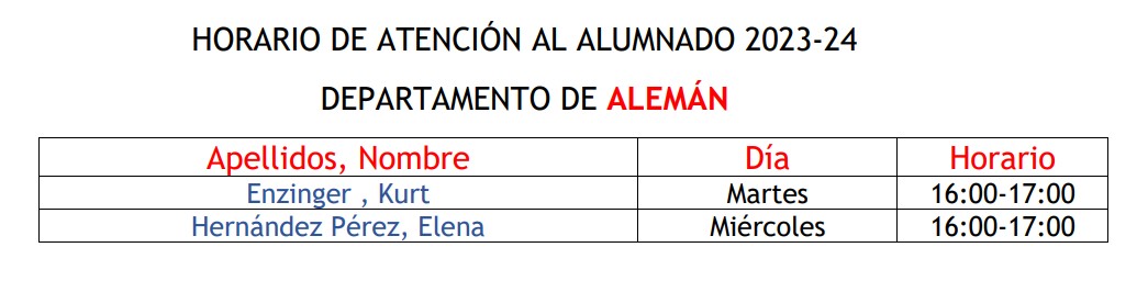 TutALE23 24 - Horarios de Atención