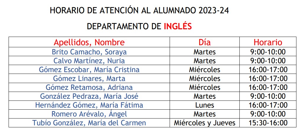 TutING23 24 - Horarios de Atención