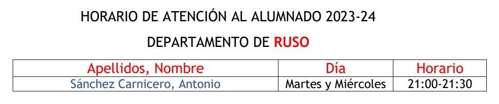 TutRUS23 24 - Horarios de Atención